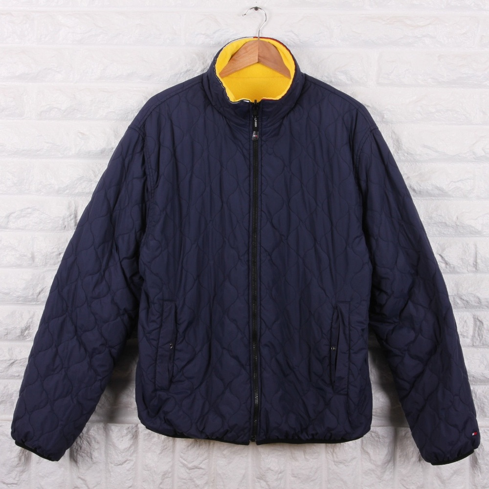 Tommy Hilfiger Mens Reversible Yellow Blue Jacket